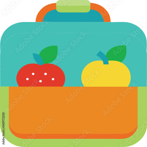 Healthy Lunchbox for Kids Vector Illustration of Nutritious Food Items