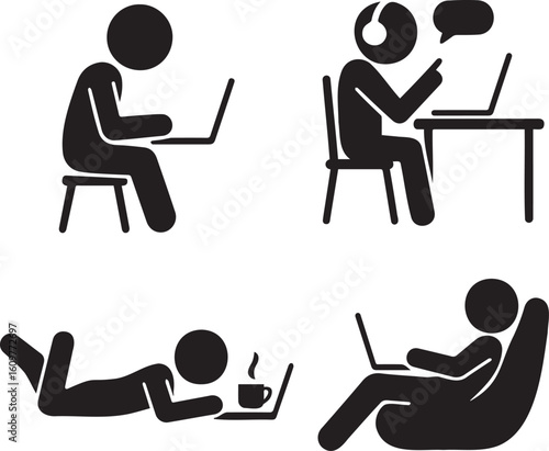 Adaptive Work Modes: Silhouettes of Laptop-Based Remote Tasks