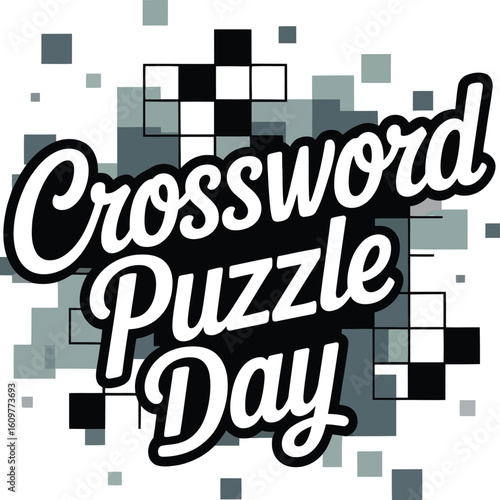 Crossword puzzle celebration text with abstract squares vector