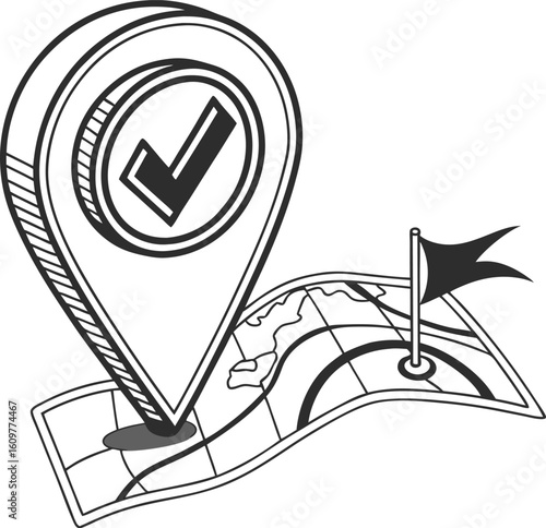Hand-drawn vector illustration of an arrow and letter, a versatile business icon and web design symbol