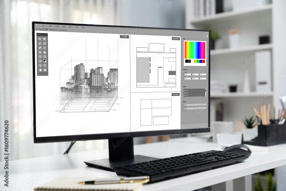 Fototapeta premium Architectural design brisk software application for architect business and professional designer