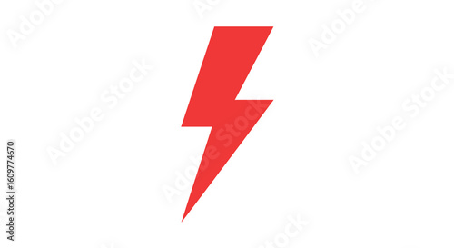 Bold red lightning bolt on clean white background
