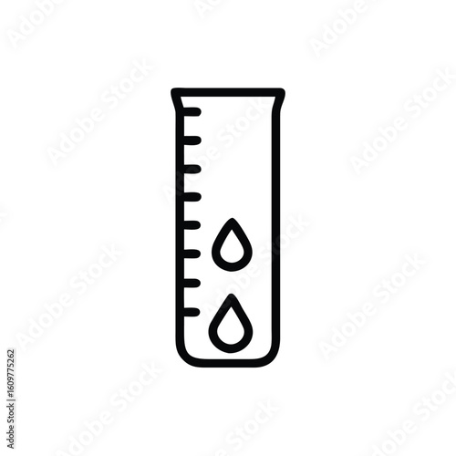 Outline icon a rain gauge with two water drops meter measurement