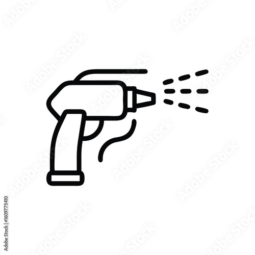 Outline icon a spray bottle emitting water droplets liquid cleaning