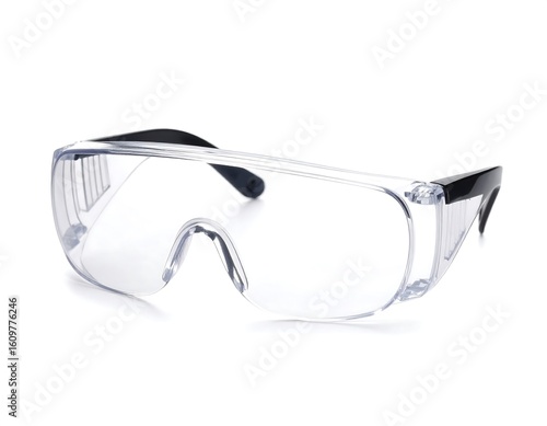 Clear safety glasses on white background (2)