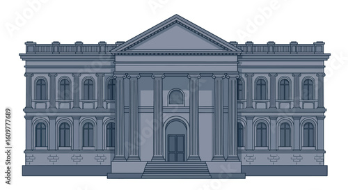Classical architectural structure with detailed facade and columns