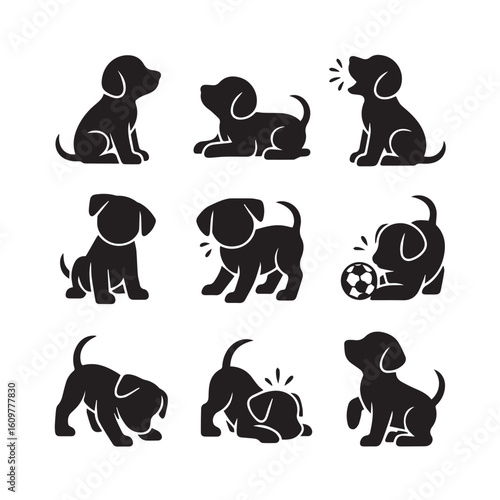 Collection of black and white vector icons representing outdoor adventure and camping activities