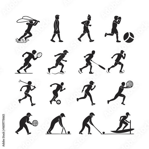 Modern Sports and Fitness Line Icons | 25 Editable Vector Pictograms of Athletic Exercises, Outdoor Games, and Active Lifestyle Symbols