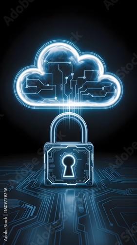 Modern illustration of a secure cloud storage system