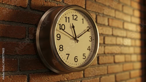 Wallpaper Mural Time Flies: Clock on Brick Wall Ticking Through Hours Passing Time Deadline. Torontodigital.ca