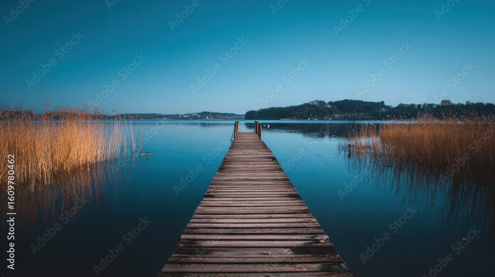Fototapeta premium Tranquil lakeside pier