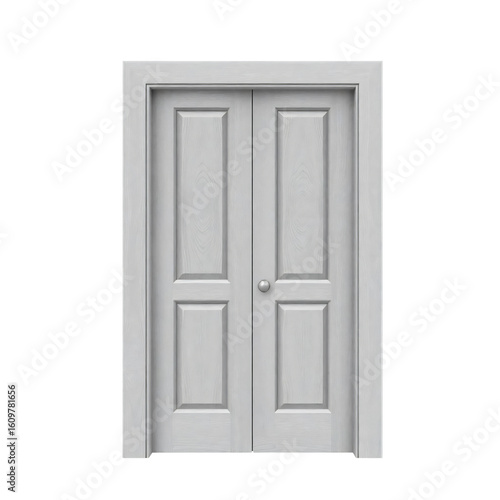 Grey wooden door isolated on transparent background