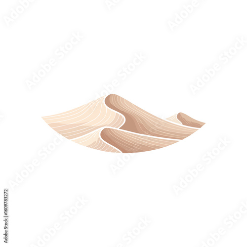 Warm Sand Dunes Illustration. Stylized brown sandy terrain capturing the tranquil beauty of an arid environment. Evokes feelings of serenity, adventure, and vast open spaces.
