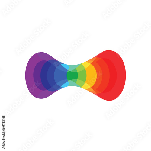 Vibrant Rainbow Abstract Connection. Luminous color spectrum design featuring overlapping translucent circles. Symbolizes unity, diversity, and fluid transitions on a dark backdrop.