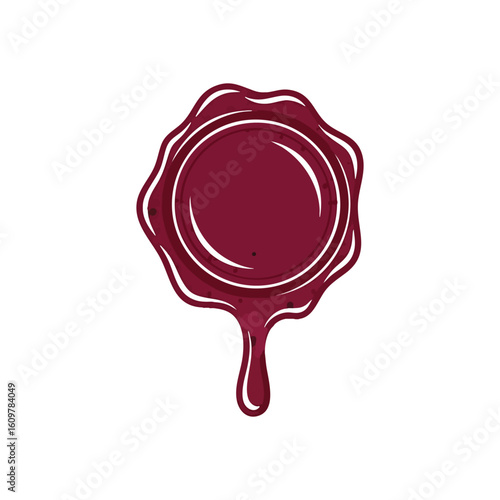 Maroon Wax Seal Drop Mark. A regal red sealing emblem with a flowing liquid element, embodying authenticity, confidentiality, and enduring craftsmanship. Ideal for classic design.