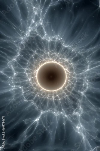 Journey through a pulsating tunnel of light. Abstract animation of a neural network or wormhole. Future, technology, and science concept for a cinematic, futuristic background