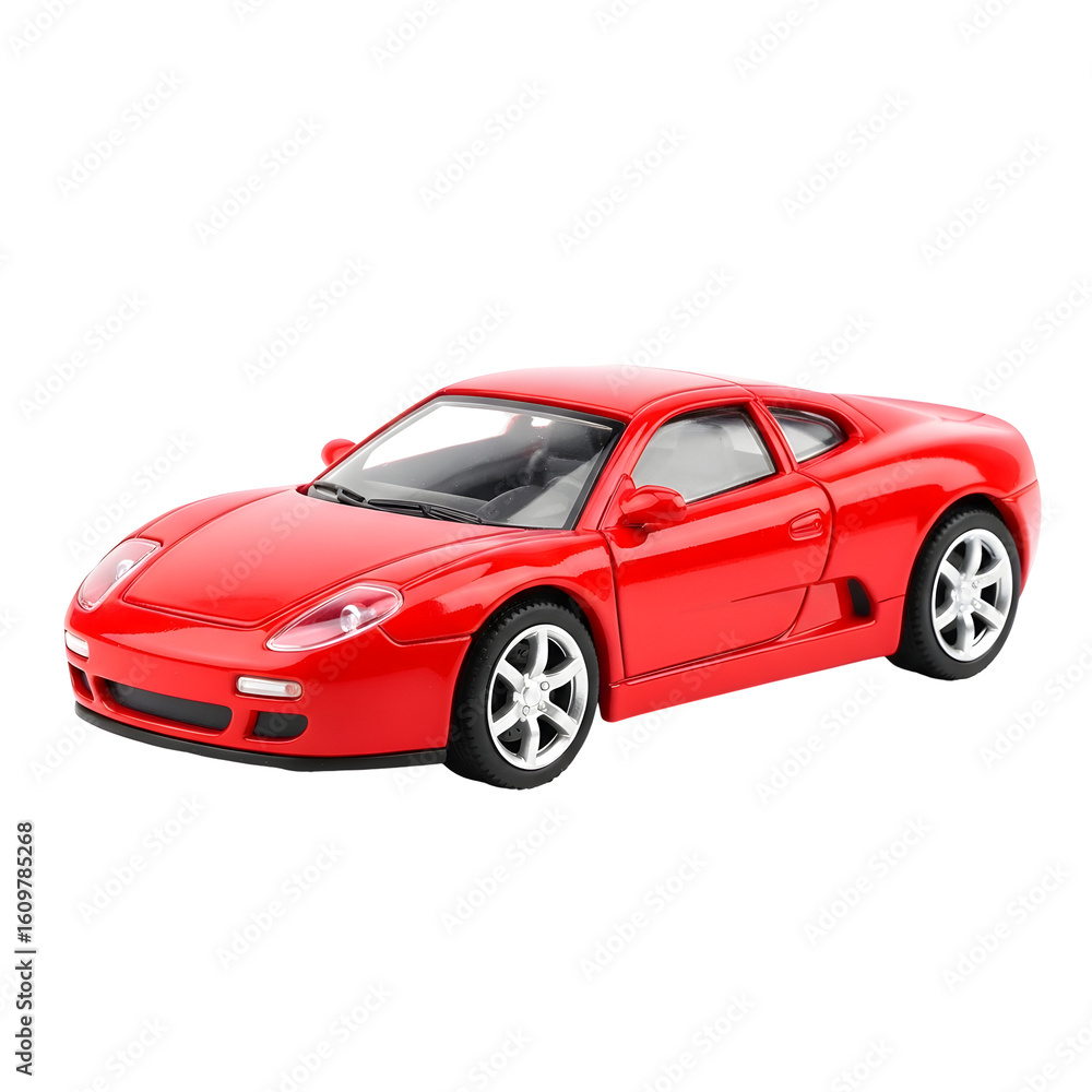 Obraz premium Red sports car toy against black