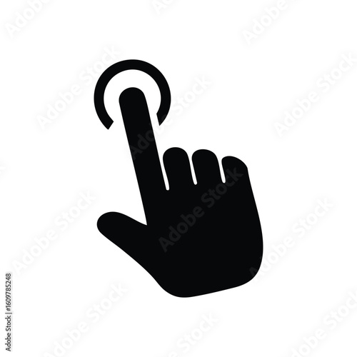 Touch Pointer Icon. This minimalist graphic depicts a cursor initiating contact, symbolizing digital engagement and selection. Ideal for technology and user interface designs.