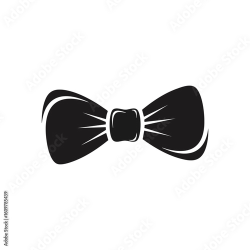 Elegant Black Bow Tie Accessory. A sophisticated neckwear design. This stylish garment conveys distinction, professionalism, and readiness for special occasions or formal gatherings.