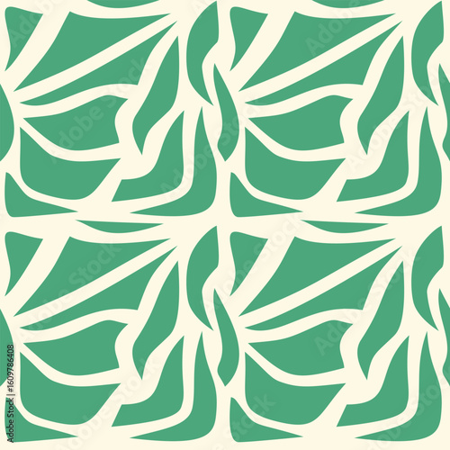 Abstract Seamless Green Leaf Pattern – Modern Eco Vector Background