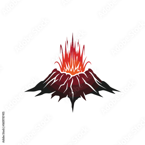 Volcanic Eruption Power. Dynamic illustration of an erupting peak. Symbolizes raw natural force and explosive energy. Ideal for themes of danger and intensity.