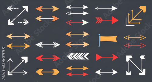 arrows, set, direction, pointer, icon, navigation, vector, symbol, design, graphic, sign, illustration, forward, backward, up, down, left, right, rotation, curved, straight, double, circular, guide, e