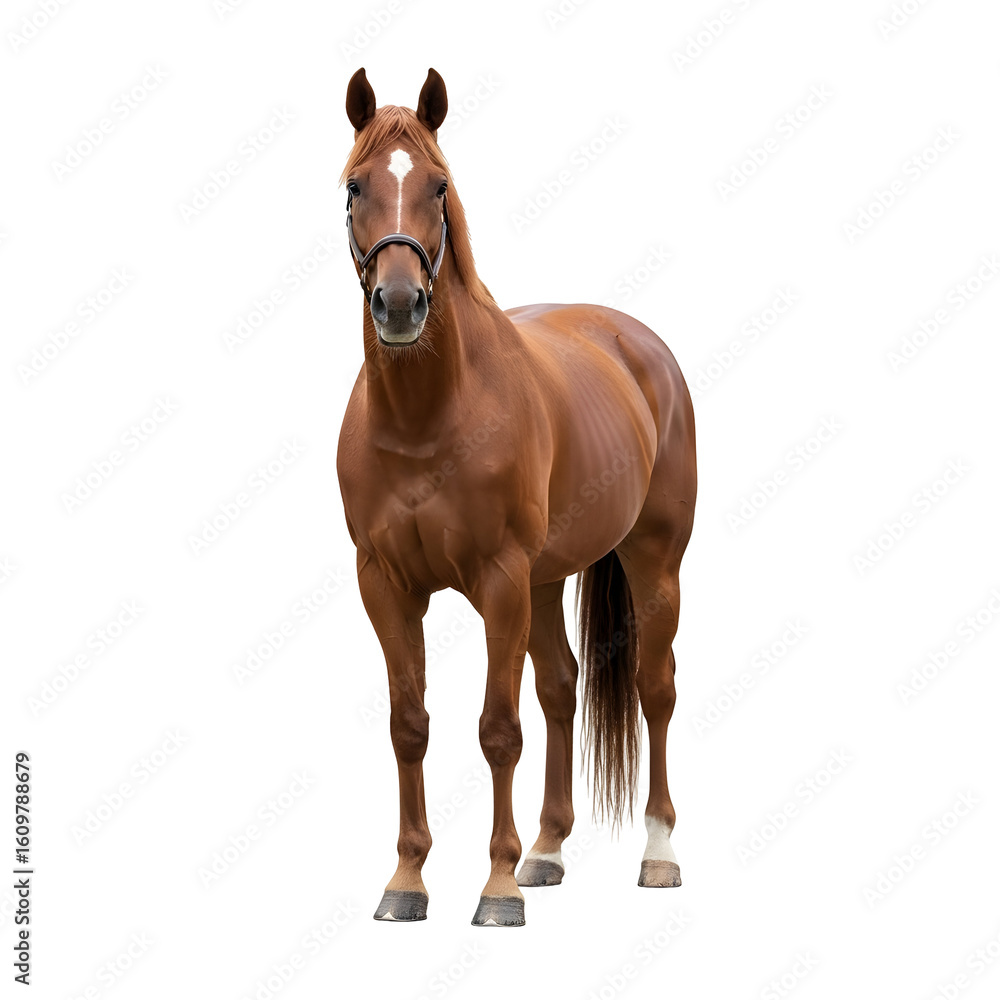 Obraz premium Majestic chestnut horse isolated against black background
