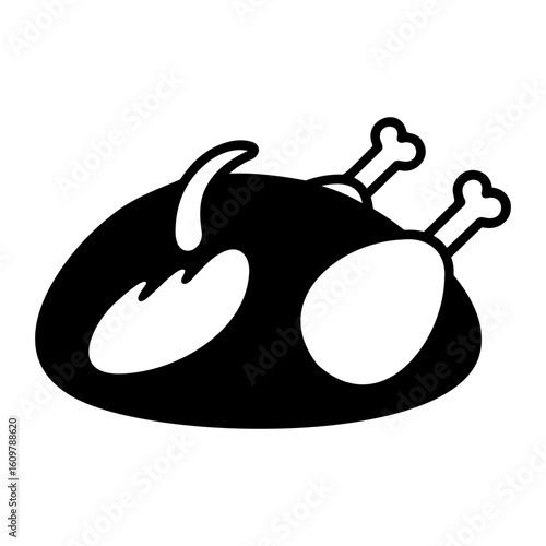 Illustration of a cooked turkey with visible legs and wing bone For Thanksgiving Vector Design