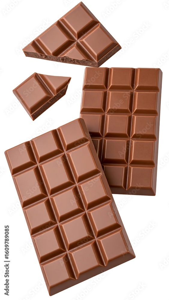 Fototapeta premium Chocolate bar pieces in the air