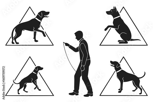 Dog Training Session with Trainer and Dogs.
