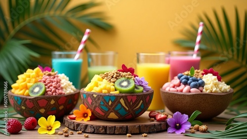 Wallpaper Mural Colorful Cupcakes with Tropical Leaves and Flowers – Dessert Party Vibes
 Torontodigital.ca