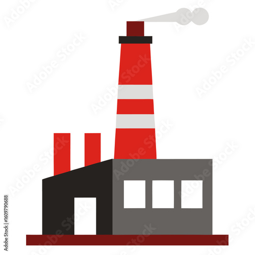 Factory chimney vector on white background.