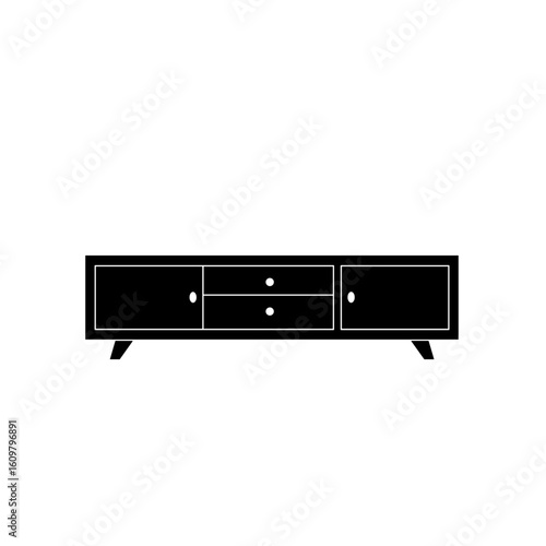 Minimalist black sideboard with drawers and cabinets for modern decor  