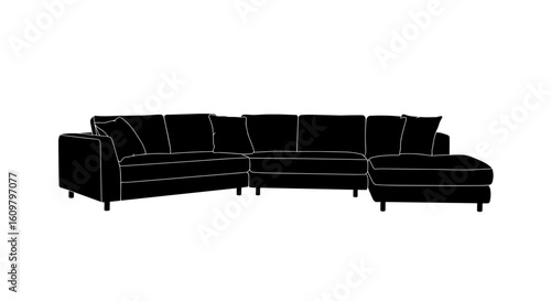 Modern sectional sofa design in minimalist style and black color  