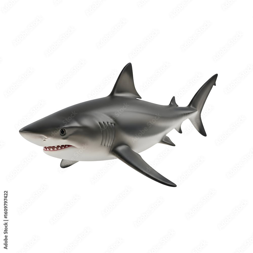 Fototapeta premium Great white shark on a black background