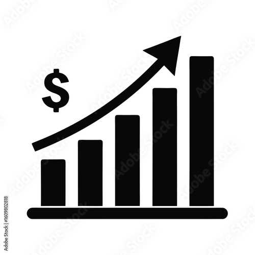 Financial Growth Chart
 Dollar Growth Bar Chart Silhouette