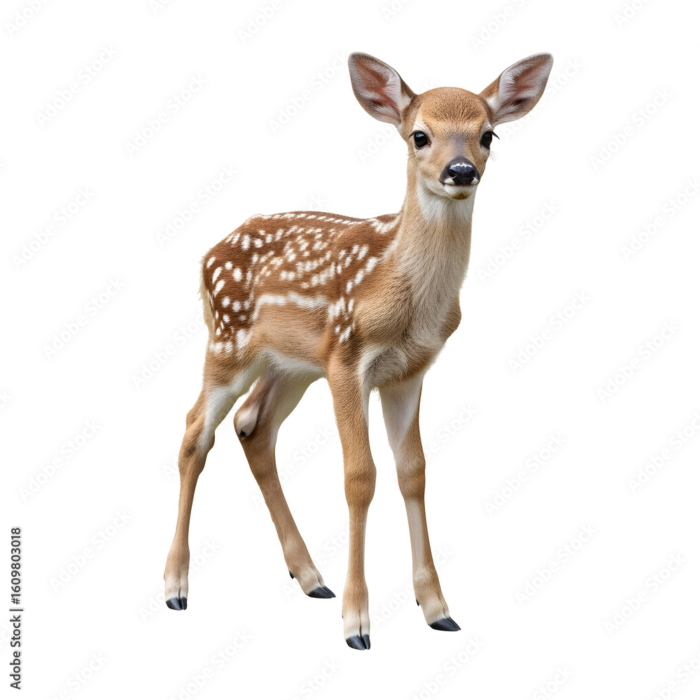 Adorable fawn isolated on dark backdrop Adorable fawn isolated on dark backdrop