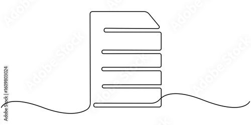 One continuous line vector drawing of a folder. Outline documents background icon. Saving securities vector icon. Vector illustration,  Clipboard with checklist. Continuous line one drawing. Simple. 