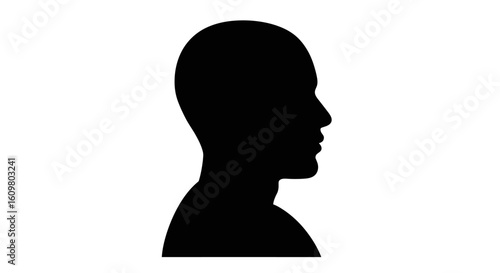 Silhouette of a Man's Head in Profile on a White Background, Representing Individuality and Identity