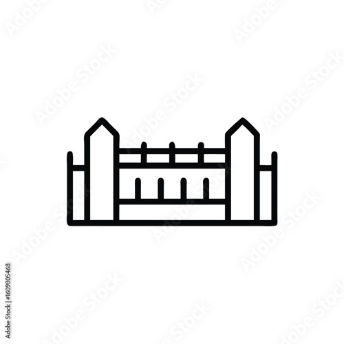 Outline icon a simple fence with pointed posts gate boundary