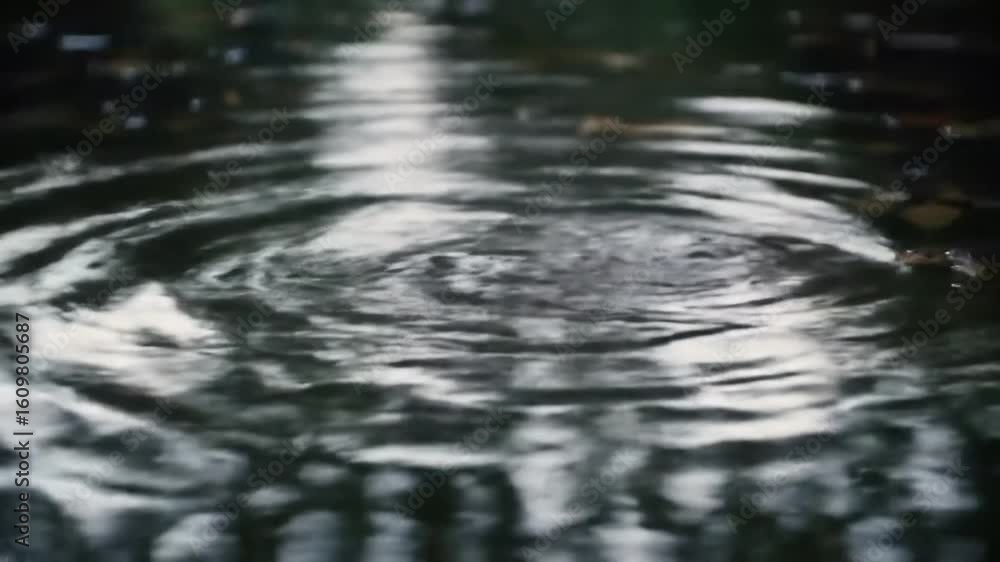 Ai generated image of gentle ripples expand across the dark waters surface, creating a tranquil and abstract pattern Ai generated image of gentle ripples expand across the dark waters surface, creating a tranquil and abstract pattern