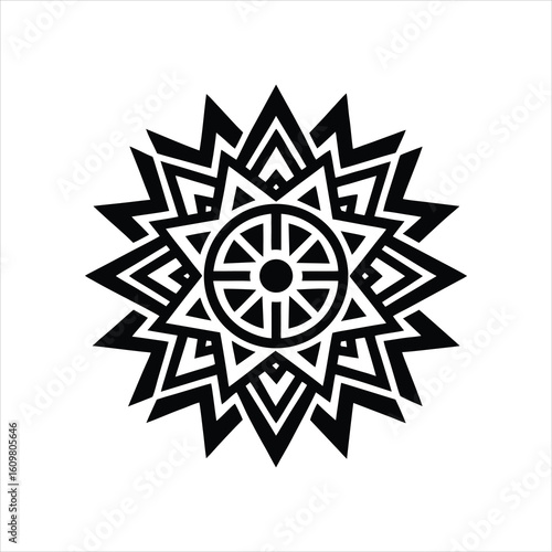 Black and White Aztec Pattern Vector Design