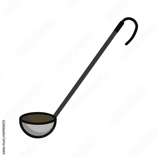 metal ladle with long handle vector isolated