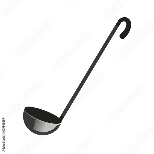 metal ladle with long handle vector isolated