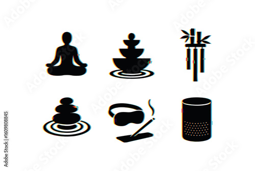 isolated backgond meditation water zen garden bamboo wind silk pillow scented incense stick ambient speaker