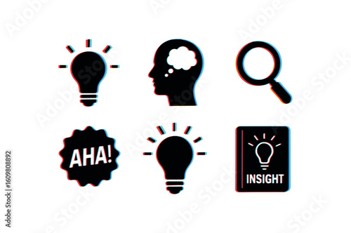 isolated backgond bulb icon epiphany spark animation thought bubble overlay clarity lens filter aha moment insight journal notebook