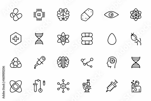 A cutting-edge bundle representing the intersection of biology and technology. Great for science apps, biotech startups, medical research, and future wellness branding