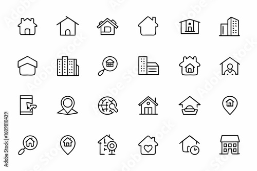 A sleek and minimal collection of icons designed for property rental platforms and mobile apps. Useful for UI/UX interfaces, dashboards, and search/filter components