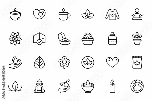 A soft, calming icon bundle for promoting holistic vegan living. Great for yoga studios, lifestyle blogs, health influencers, and sustainable brands