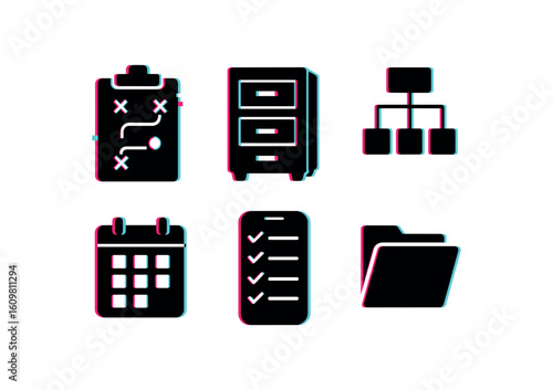 isolated backgond organization project plan organization filing cabinet organization flowchart diag organization calendar scheduler organization task list organization folder divider